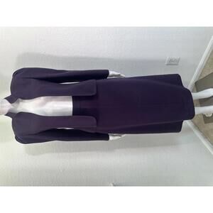Sz 34 XS Louis Feraud Purple 100% Wool Pencil Skirt Suit Corpcore Work Office